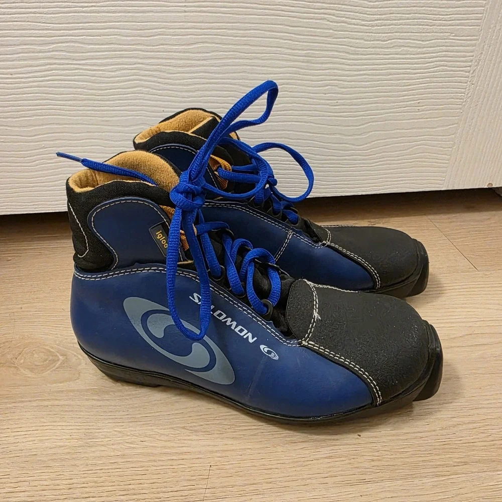 Salomon Blue Black‎ Igloo Cross Country Ski Lace Up Ankle Boots Size 4